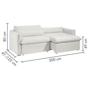 Sofá Cama Aurora Retrátil Boucle Gelo